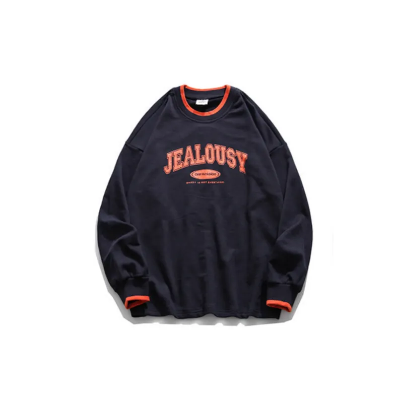 Embroidered Letters Oversize Long Sleeve Sweatshirt-5