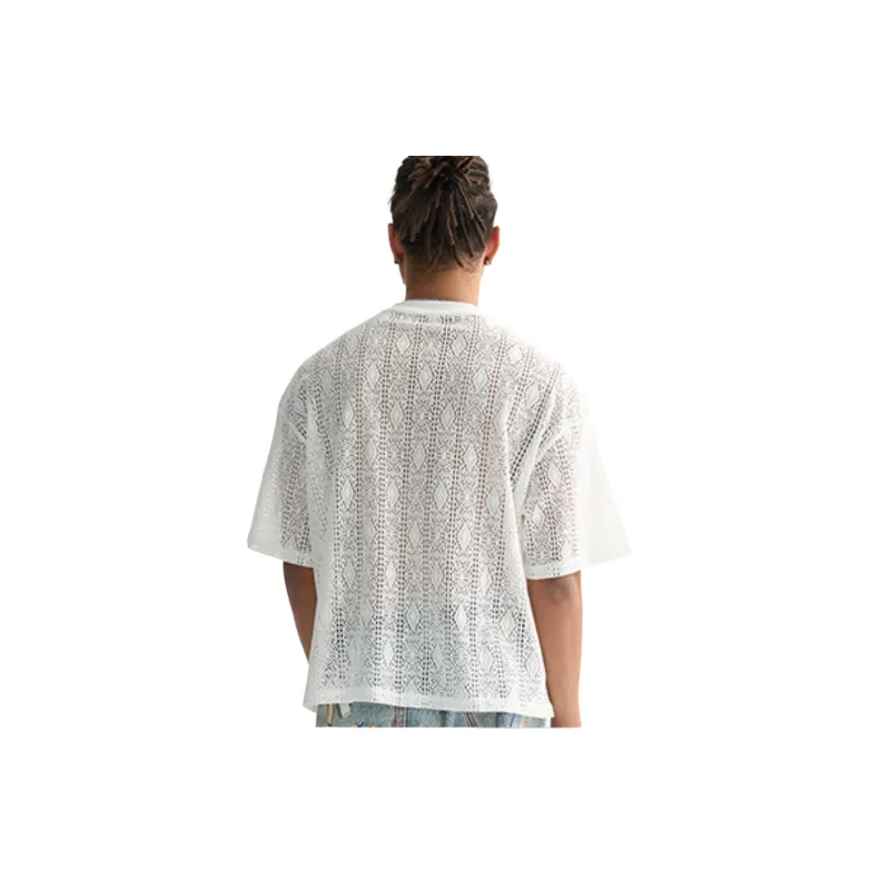 Fashionable Hollow Out Cotton Blended Fabric T Shirt-3