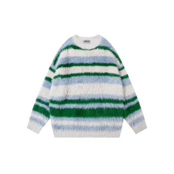 Vintage College Loose Lazy Style Contrast Color Striped Sweater