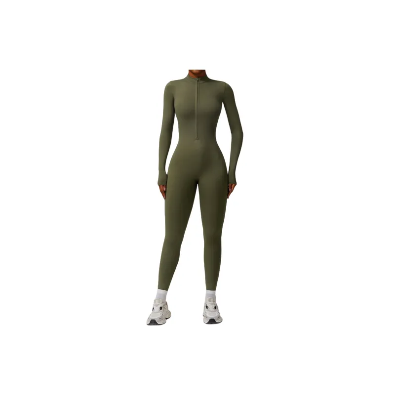 Casual Zipper Bodysuit Women-0