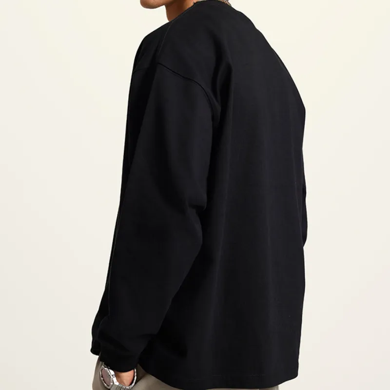 Plain Loose 100% Cotton Sweatshirt-4