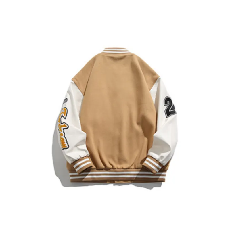 Retro Embroidered Contrast Color Baseball Suit Jacket-1