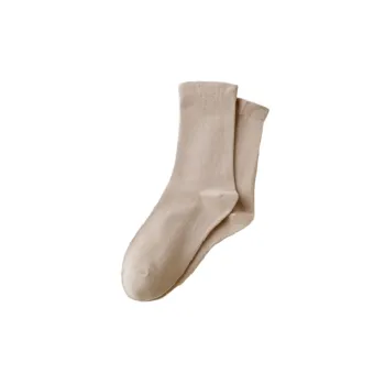 Retro Contrast Color 100% Cotton Mid Calf Sock