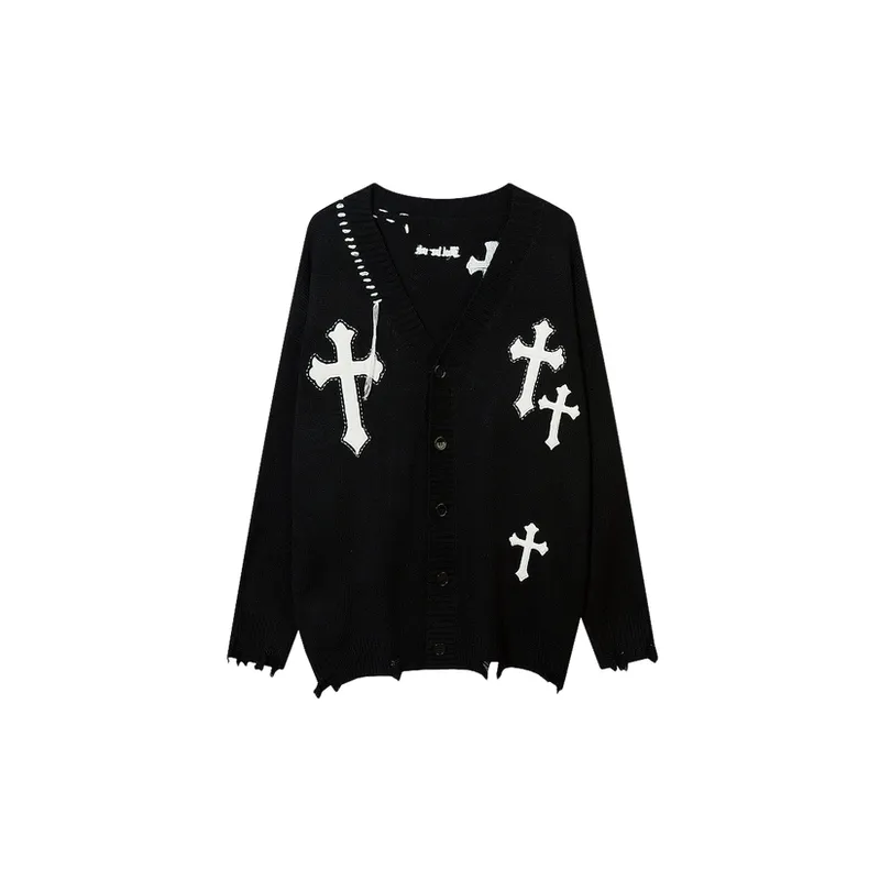 Goethe Style Cross Embroidered Knitted Sweater-0