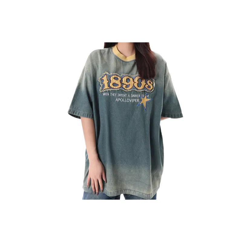 Street Embroidery Denim T Shirt-2