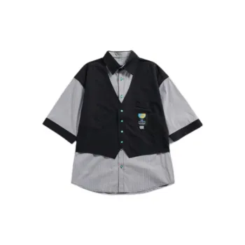 Fake Two Piece Striped Quarter Sleeved Shirt