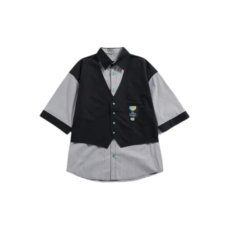 Fake Two Piece Striped Quarter Sleeved Shirt-0