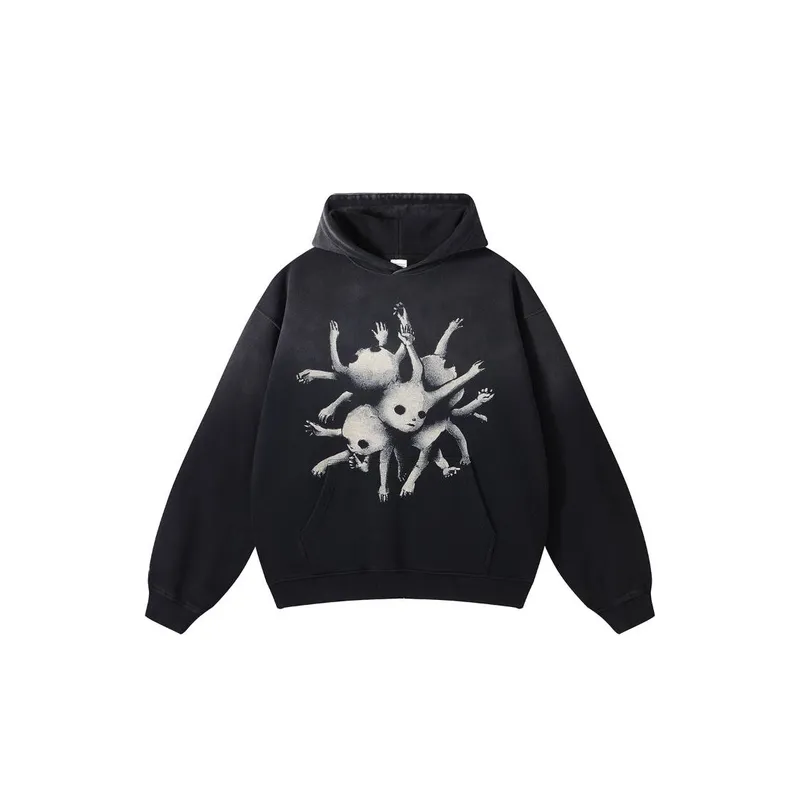 Spray Mule Gradient Wash Digital Print Hoodie