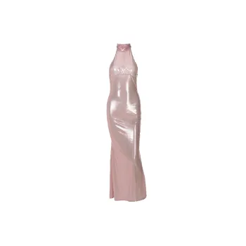 Elegant Glitter Ice Silk Heat Pressed Sleeveless Dress Women