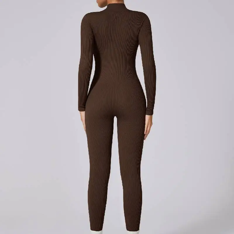 Basics Zipper Blended Synthetic Fabrics Bodysuit Women-7