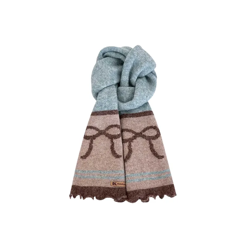 Cute Bow Striped Knit Scarf-5