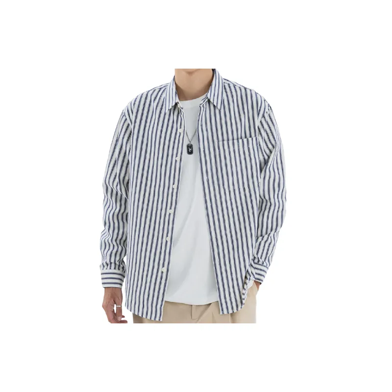 Fashionable Striped Polyester Shirt-2