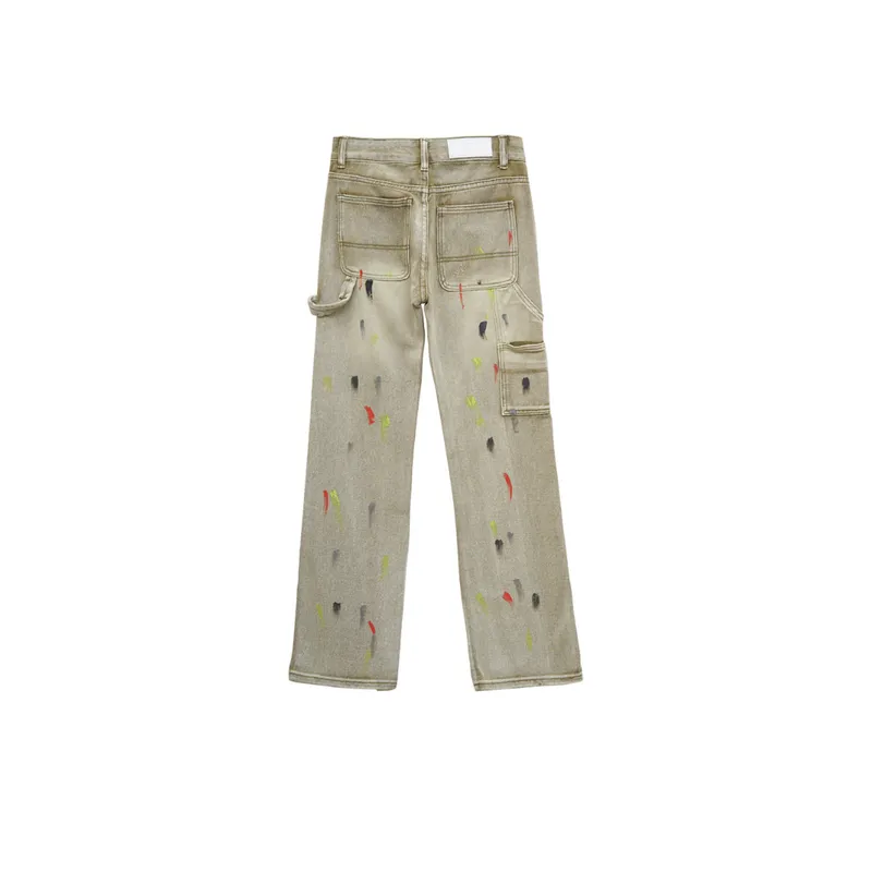 Loose Letter Embroidered Jeans-1