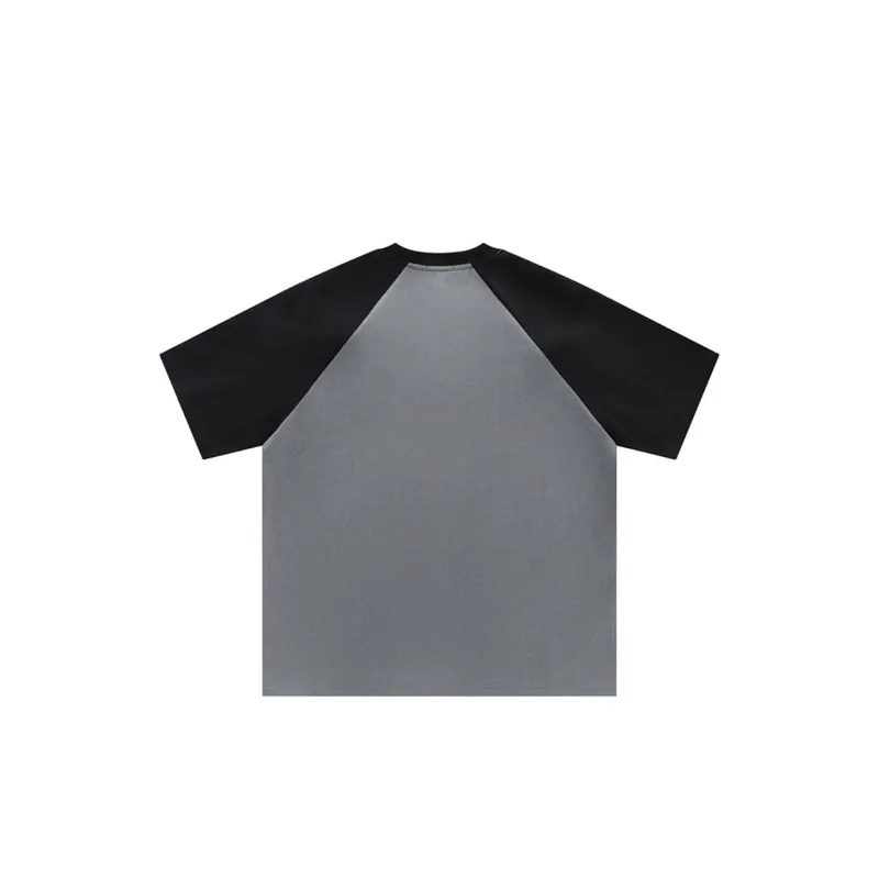 Retro Loose Trendy Stitching Short Sleeved T Shirt-1