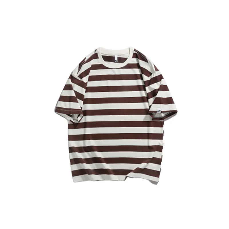 Loose Casual Ribbed Cotton Twill Fabric T Shirt-2