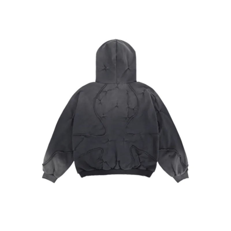 Splicing Deconstruction Creative Design Gradual Change Dyeing Heavy Hoodie-1