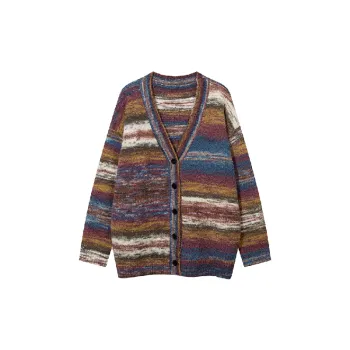 Retro Striped Blended Synthetic Fabrics Sweater