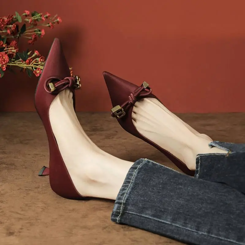 Plain Bow High Heels-5