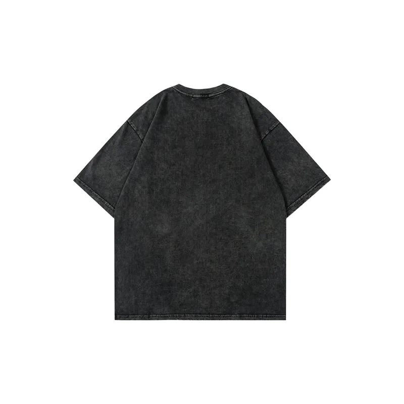 Washed Dark Flame Skull T Shirt-1