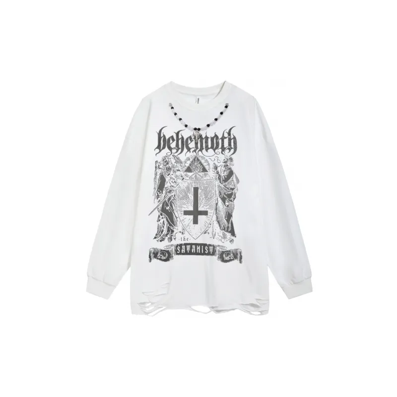 Street Gothic Style with Character Praying Pattern Hoodie-5