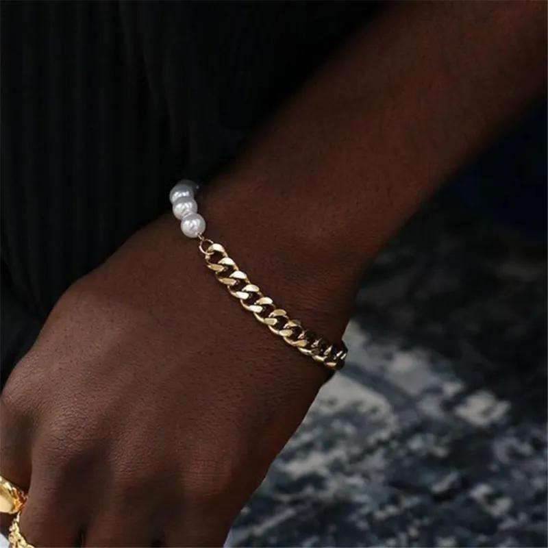Cuban Chain Pearl Bracelet-1
