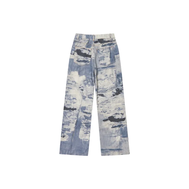 Retro Distressed Tie Dyed Jeans-1