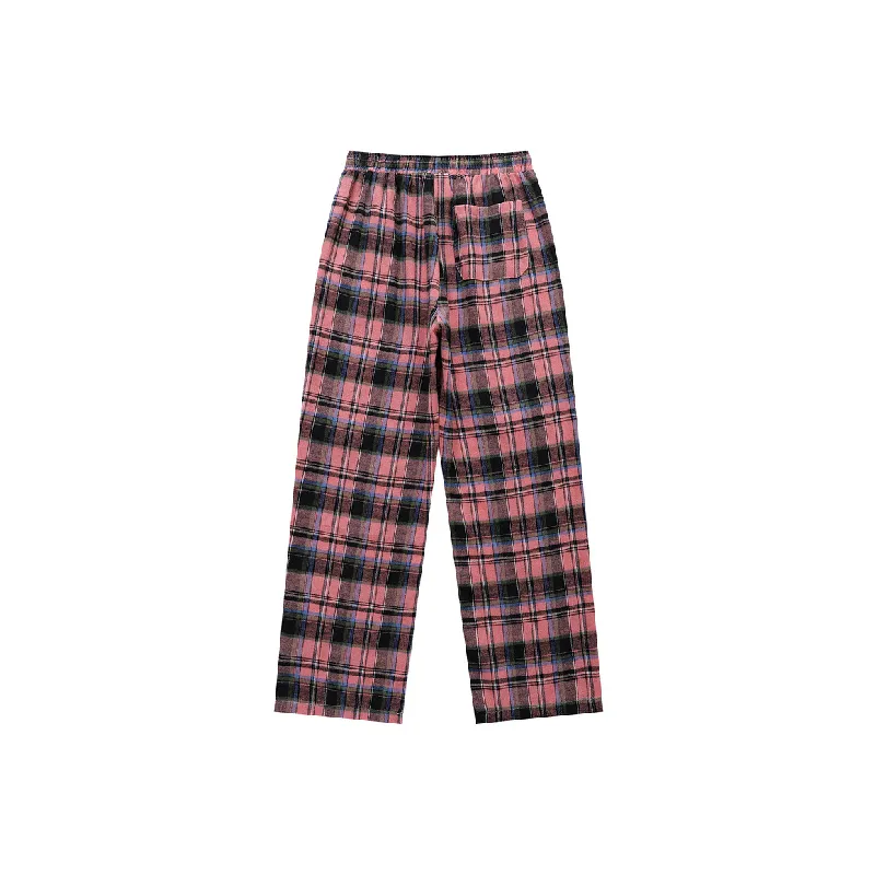 Simple Plaid Cotton Casual Pants-1
