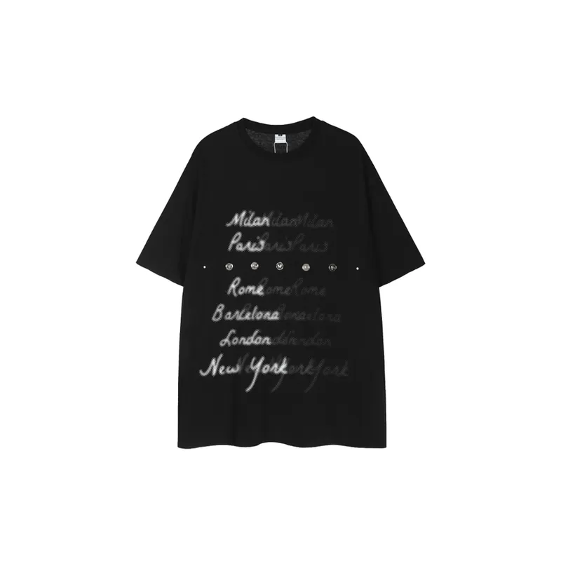Punk Alphabet Gradient Print T Shirt Rock Style-2