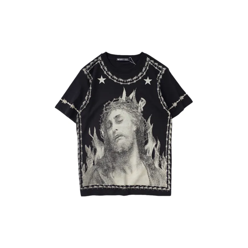 High Street Tide Cotton Short Sleeved Loose T Shirt-0