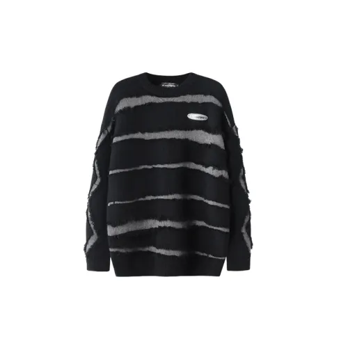 Street Irregular Cut Deformation Stripes Solid Color Loose Sweater