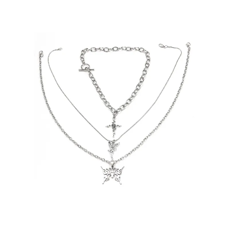 Butterfly Angel Multi Layer Necklace-0
