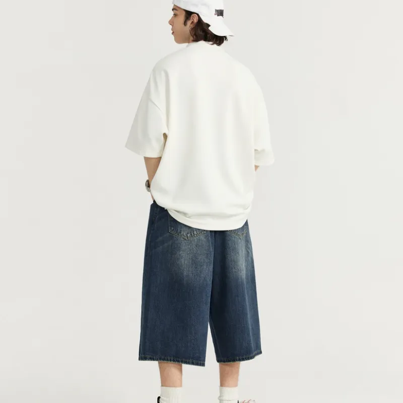 Casual Plain Denim Shorts-11