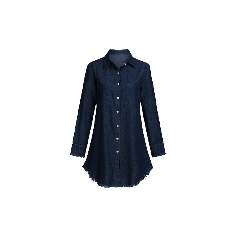 Fashionable Loose Denim Shirt Women-0