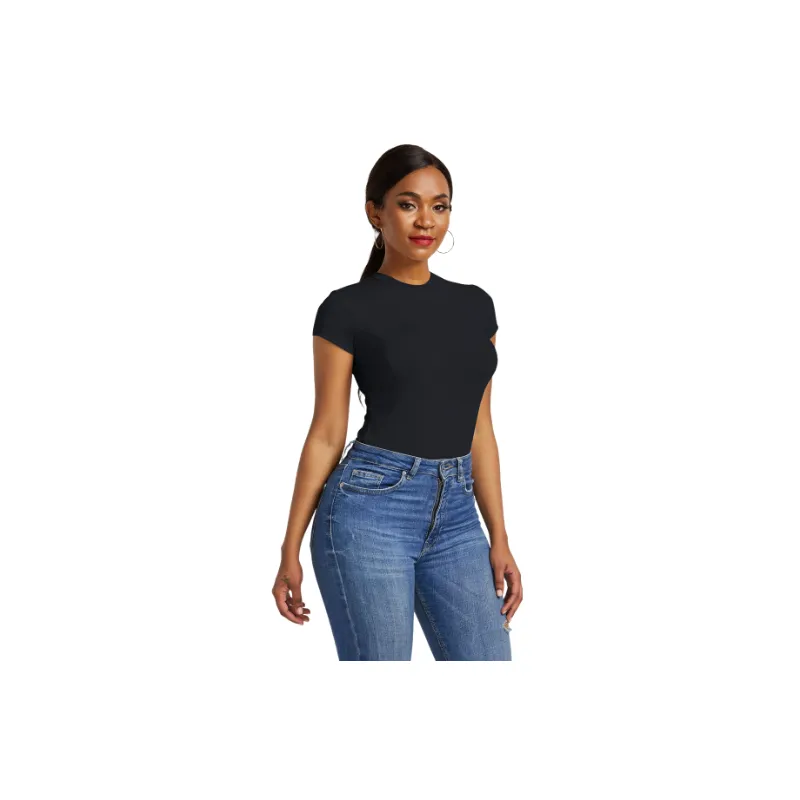 Sexy Plain Polyester Bodysuit Women-0