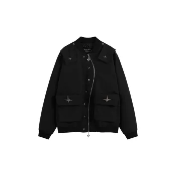 Metal Design Sense Fashion Brand High Street Irregular Motorcycle Jacket