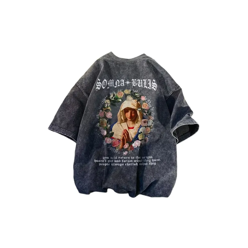 Retro Washed Distressed T Shirt-1
