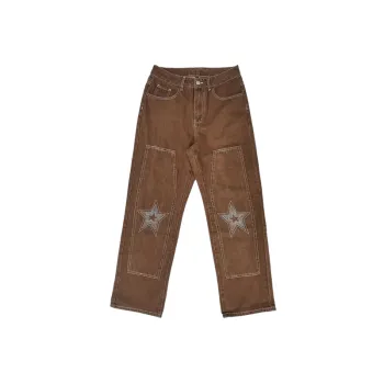 Hip Hop Star Embroidery Casual Straight Pants