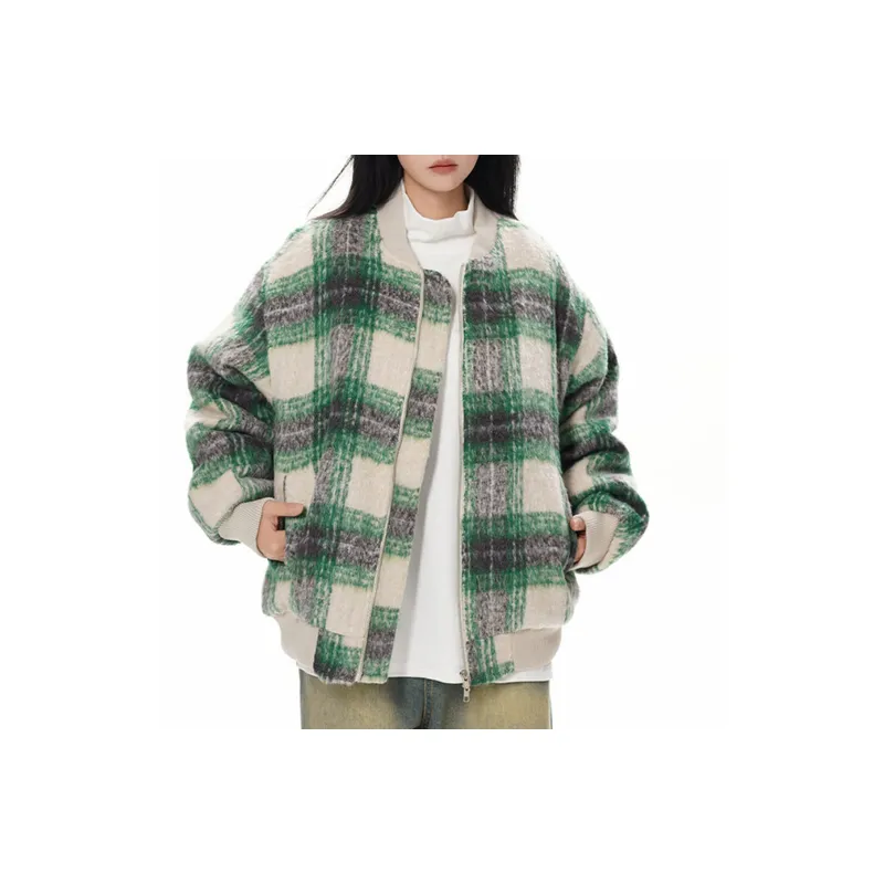 Retro Plaid Loose Casual Quilted Jacket-5