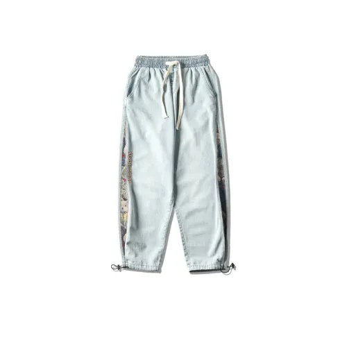 Stitching Old Washed Street Loose All-match Toe Cropped Pants