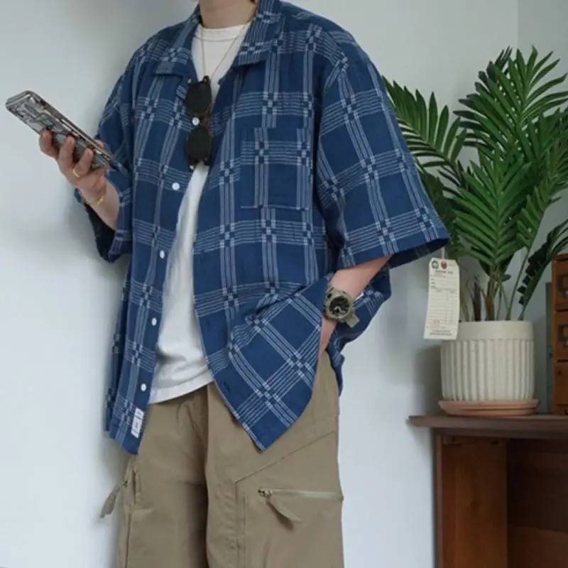 Fashionable Plaid Denim Shirt-2