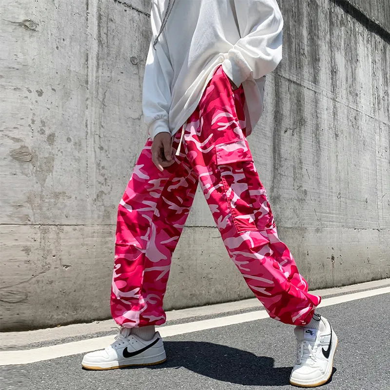 Fashionable Loose Blended Synthetic Fabrics Cargo Pants-3