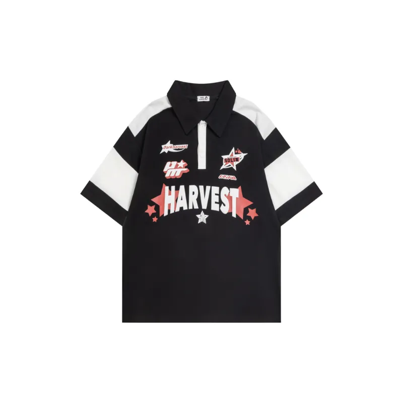 Contrast Color Waffle Polo Shirt