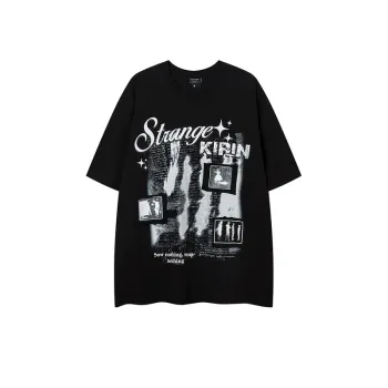 Retro Photo Applique Embroidery Printing Short Sleeved T Shirt