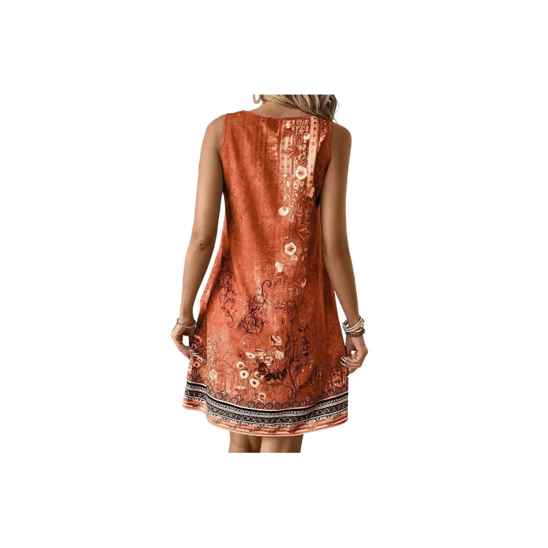 Fashionable Floral Polyester Dress Women-3