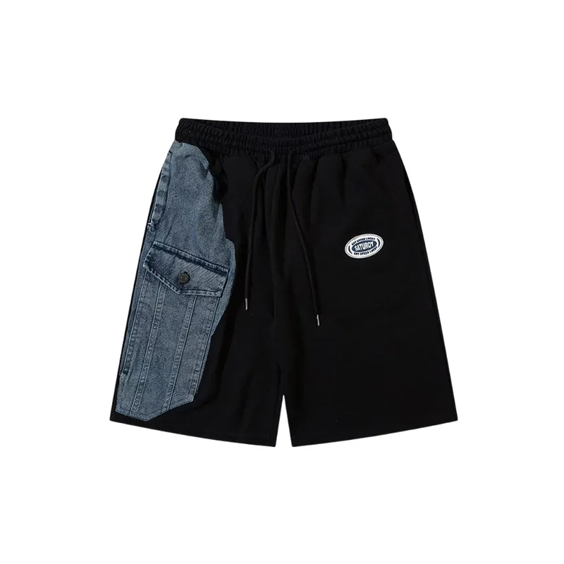 Tide Street Hip Hop Denim Stitching Personalized Shorts