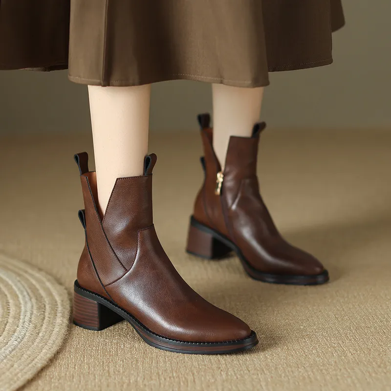 Retro Zipper Ankle Boots-1