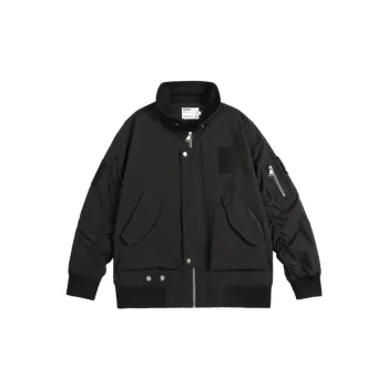Neutral Style Spliced Loose Collar Pilot Jacket