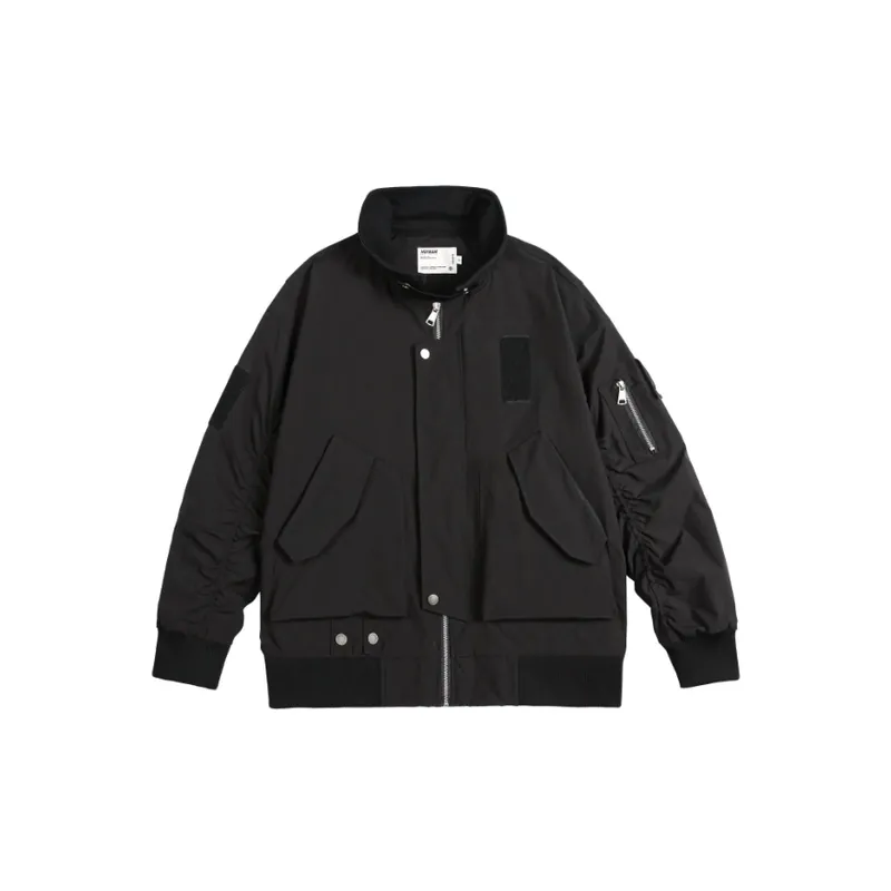 Neutral Style Spliced Loose Collar Pilot Jacket-4