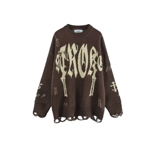 High Street Dark Gothic Alphabet Jacquard Ripped Sweater