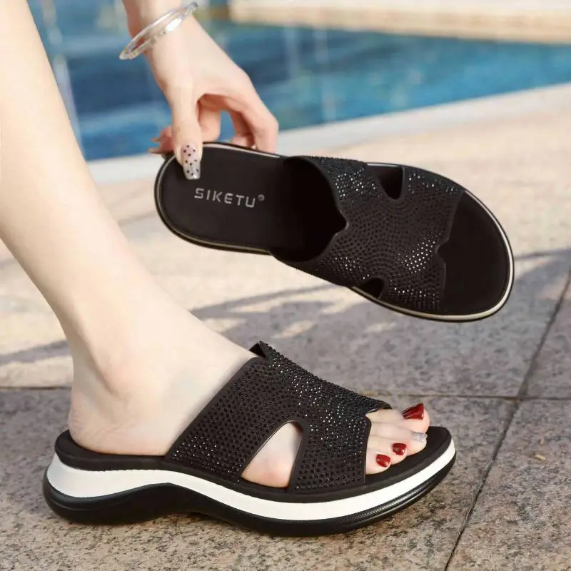 Casual Rhinestone Flip Flops-1